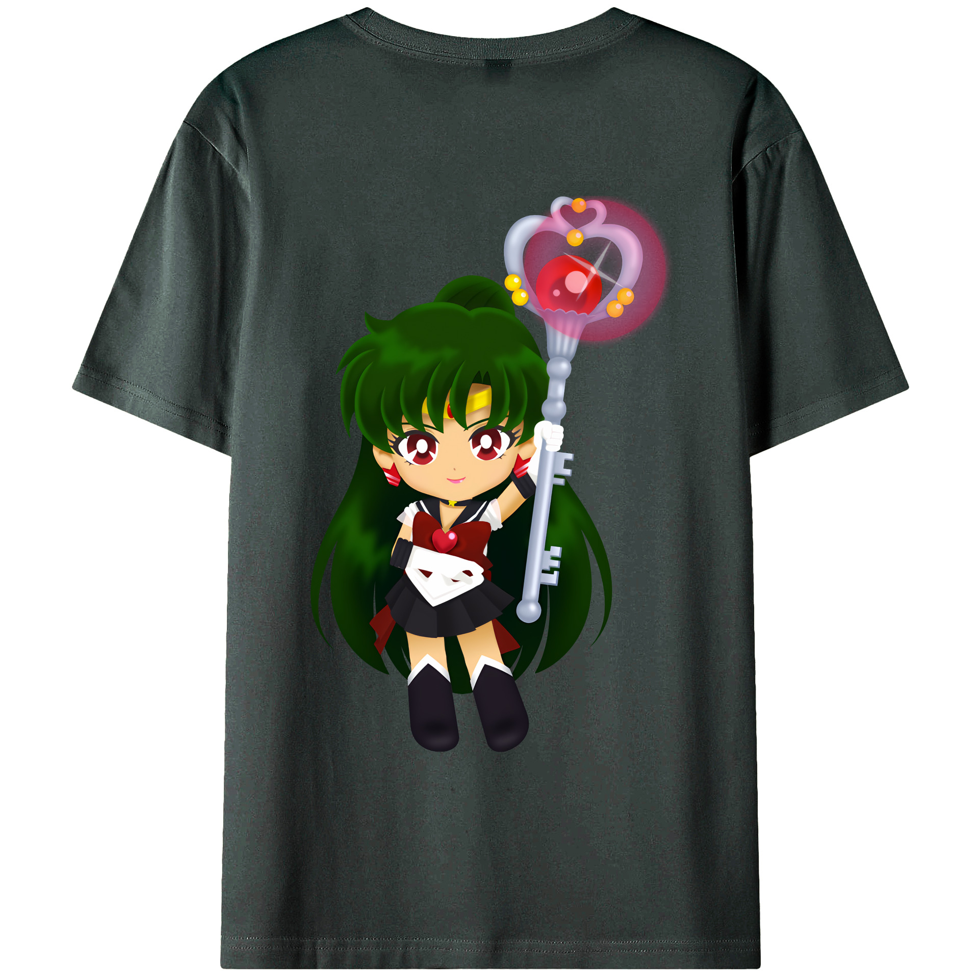 （画像用） 美少女戦士セーラームーン 冥王せつな Sailor Moon Meiou Setsuna 綿100％ メンズ半袖Tシャツ（バックプリント） 通気性